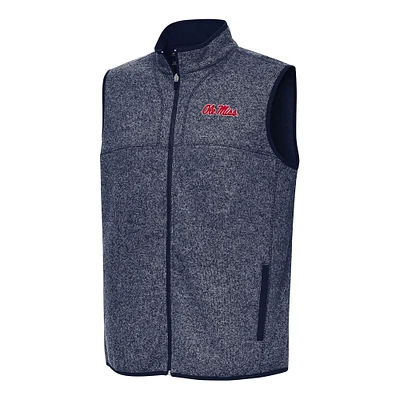 Men's Antigua Heather Navy Ole Miss Rebels Fortune Full-Zip Vest
