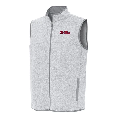 Men's Antigua Heather Gray Ole Miss Rebels Fortune Full-Zip Vest