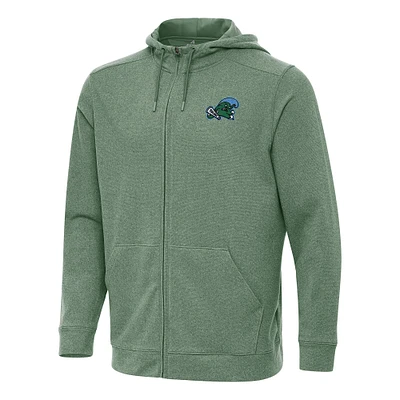 Men's Antigua Heather Green Tulane Wave Effortless Full-Zip Hoodie Jacket