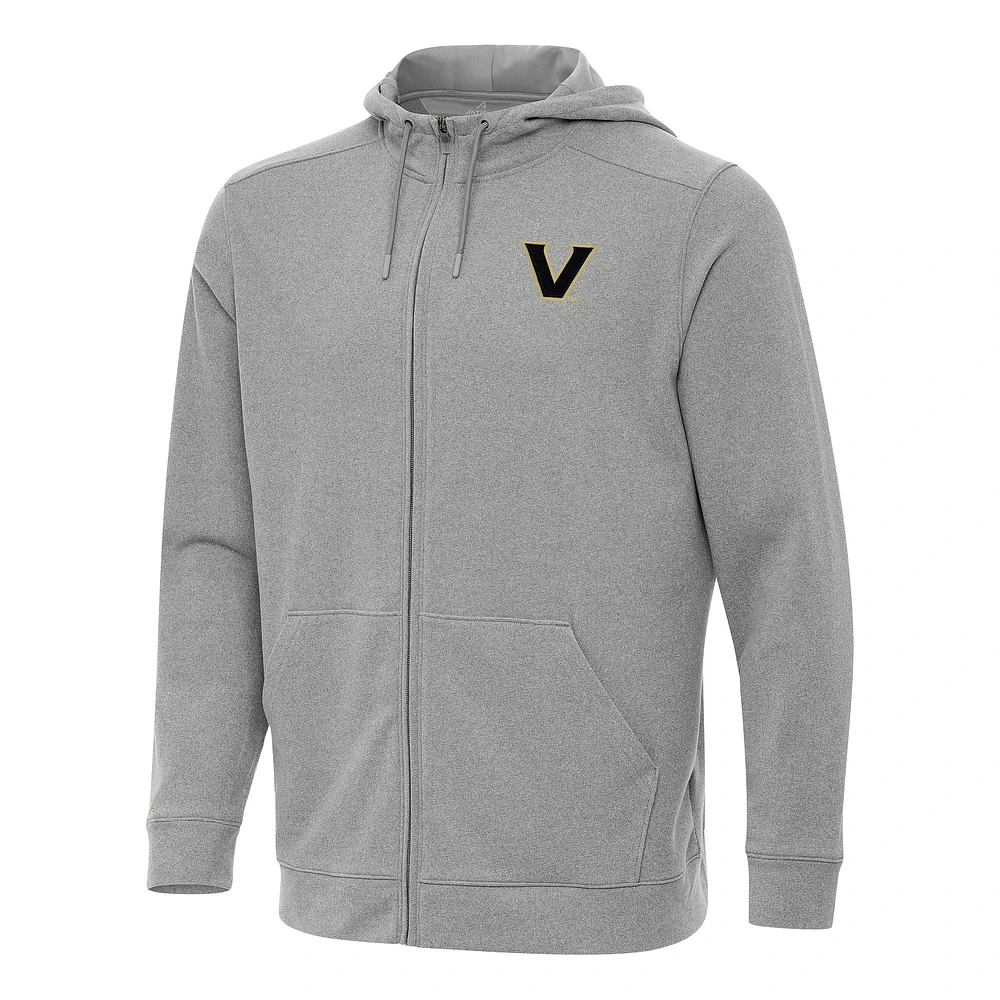 Men's Antigua Heather Gray Vanderbilt Commodores Effortless Full-Zip Hoodie Jacket