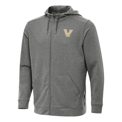 Men's Antigua Heather Charcoal Vanderbilt Commodores Effortless Full-Zip Hoodie Jacket