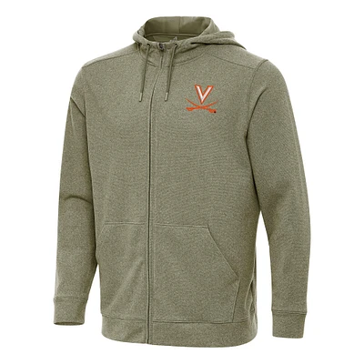 Men's Antigua Olive Virginia Cavaliers Effortless Full-Zip Hoodie Jacket
