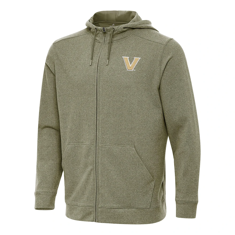 Men's Antigua Olive Vanderbilt Commodores Effortless Full-Zip Hoodie Jacket