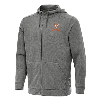 Men's Antigua Heather Charcoal Virginia Cavaliers Effortless Full-Zip Hoodie Jacket