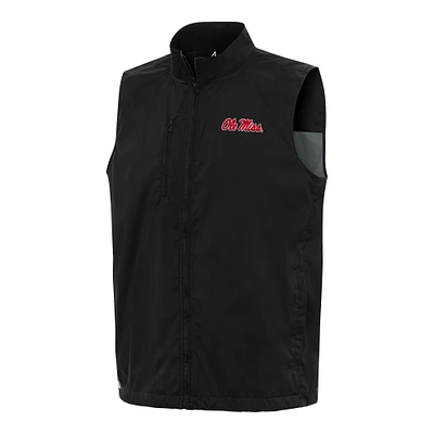 Men's Antigua Black Ole Miss Rebels Brisk Full-Zip Vest