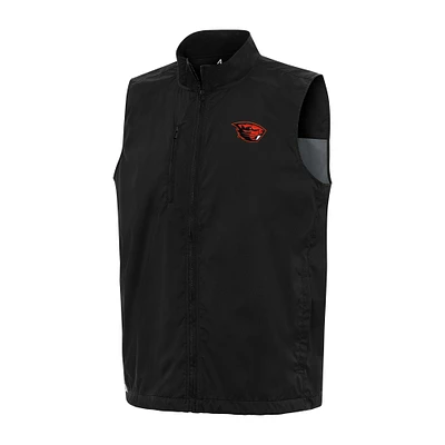 Men's Antigua Black Oregon State Beavers Brisk Full-Zip Vest