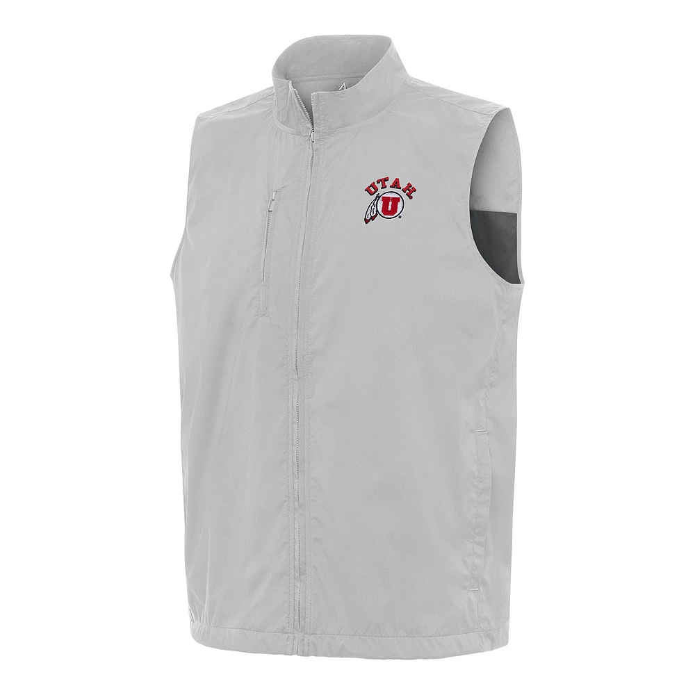 Men's Antigua Gray Utah Utes Brisk Full-Zip Vest