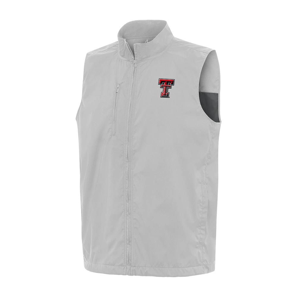 Men's Antigua Gray Texas Tech Red Raiders Brisk Full-Zip Vest