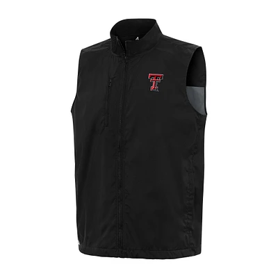 Men's Antigua Black Texas Tech Red Raiders Brisk Full-Zip Vest