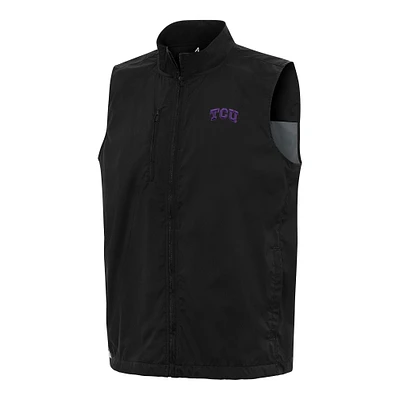 Men's Antigua Black TCU Horned Frogs Brisk Full-Zip Vest