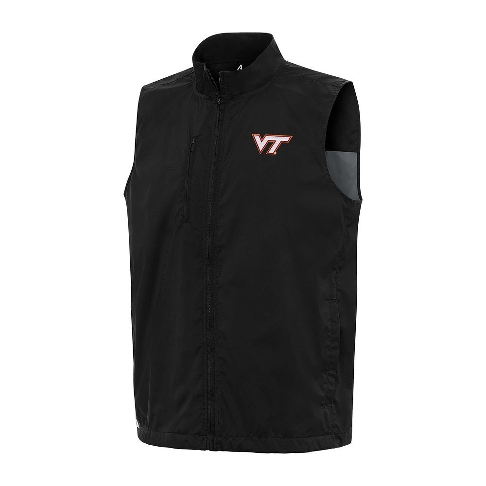 Men's Antigua Black Virginia Tech Hokies Brisk Full-Zip Vest