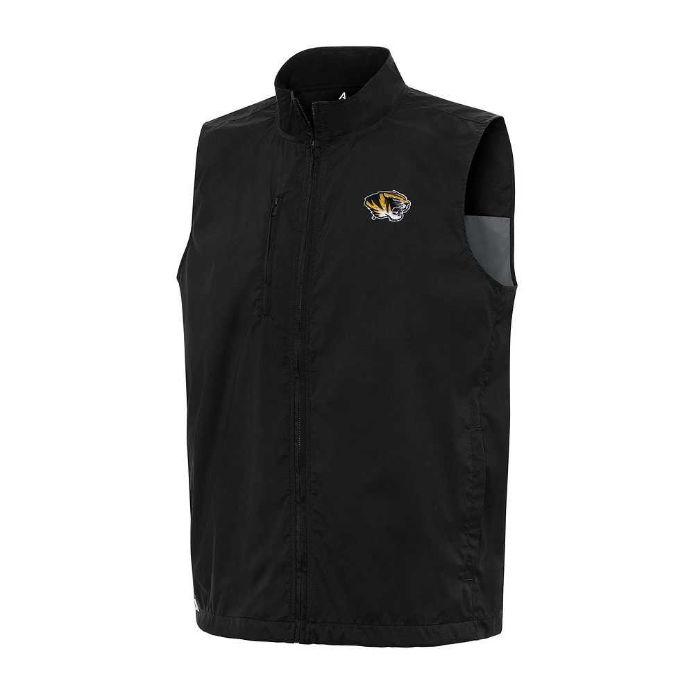 Men's Antigua Black Missouri Tigers Brisk Full-Zip Vest