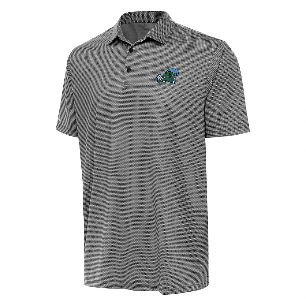 Men's Antigua Black/White Tulane Green Wave Rings Polo