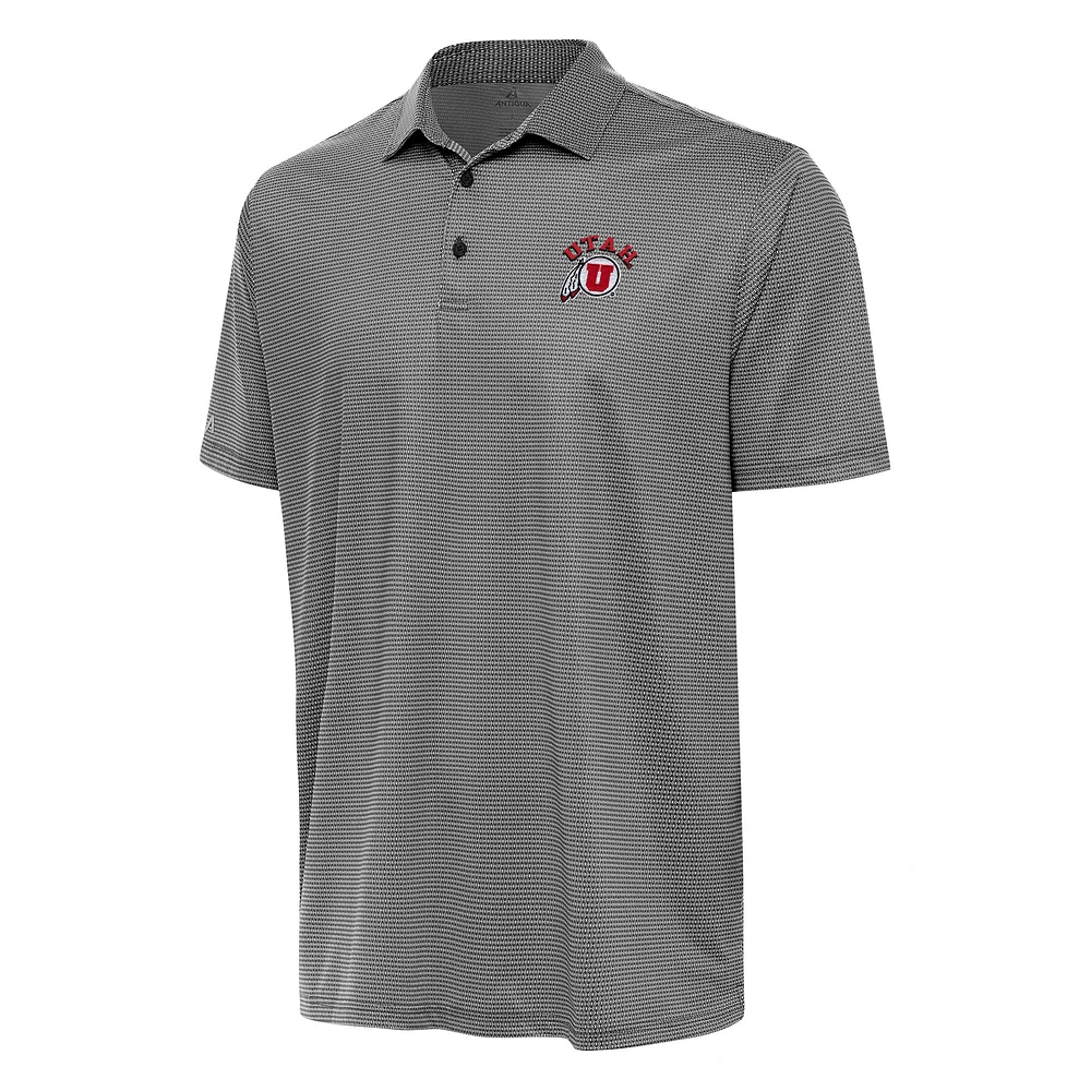 Men's Antigua Black/White Utah Utes Rings Polo