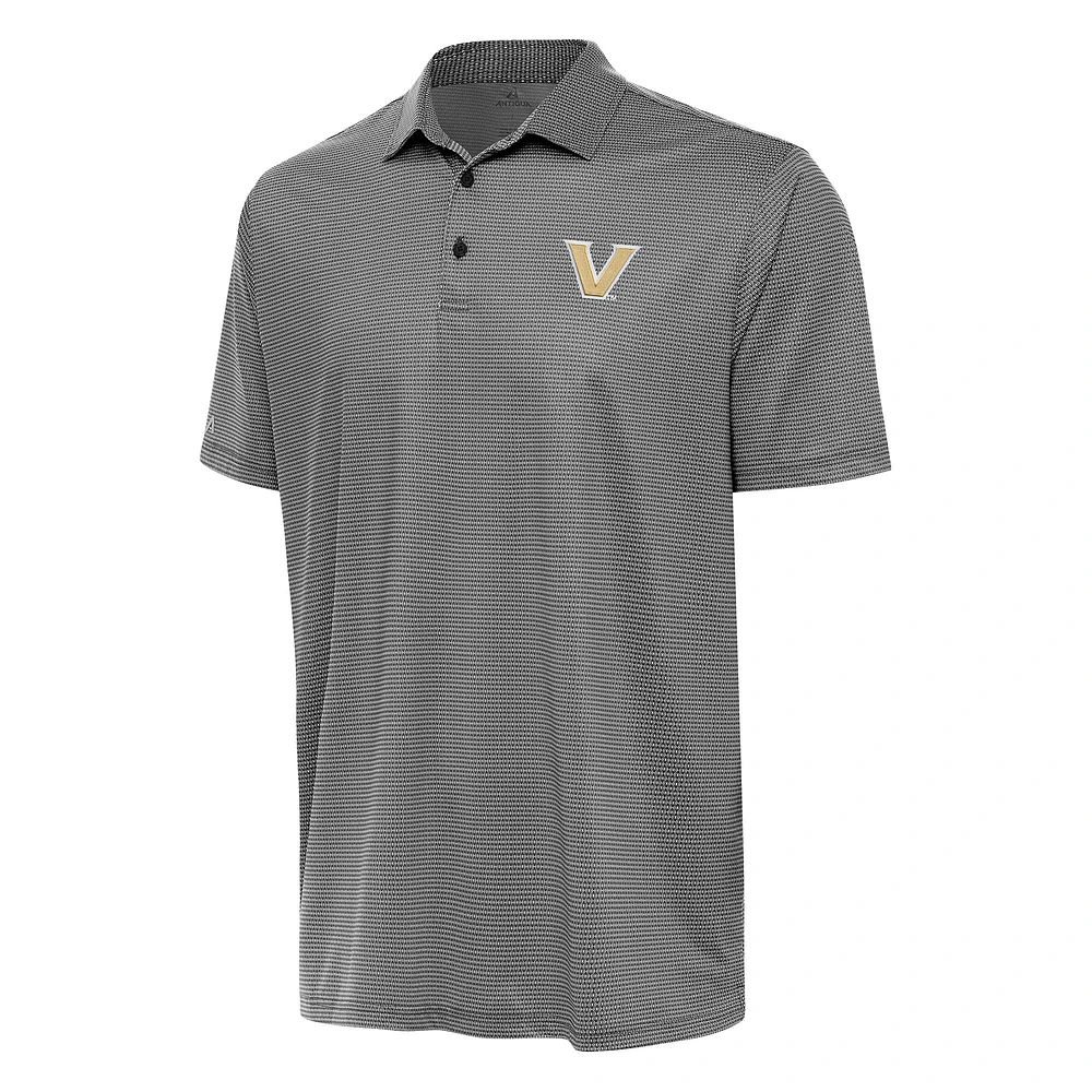 Men's Antigua Black/White Vanderbilt Commodores Rings Polo