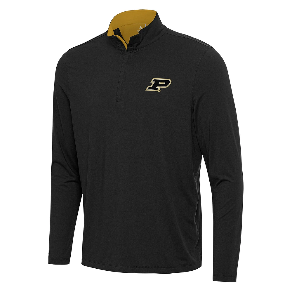 Men's Antigua Black/Gold Purdue Boilermakers Content Quarter-Zip Pullover Top