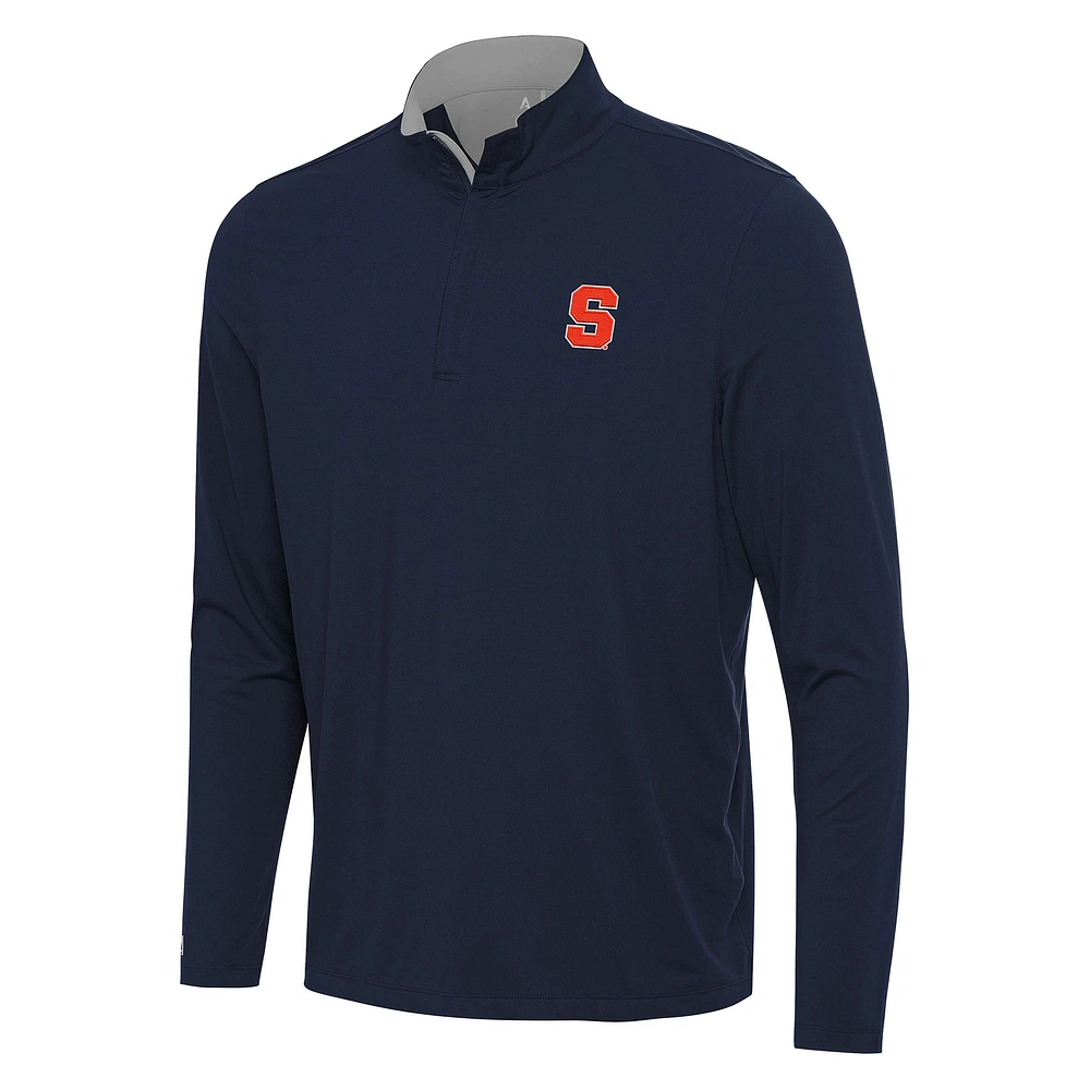 Men's Antigua Navy/ Syracuse Orange Content Quarter-Zip Pullover Top