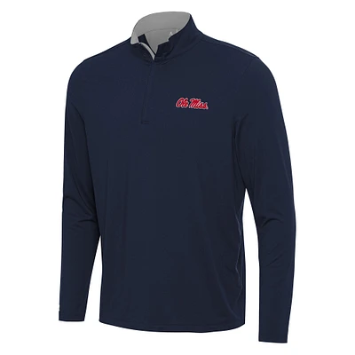 Men's Antigua Navy/ Ole Miss Rebels Content Quarter-Zip Pullover Top