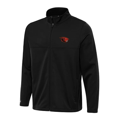 Men's Antigua Black Oregon State Beavers Links 2 Full-Zip Golf Jacket
