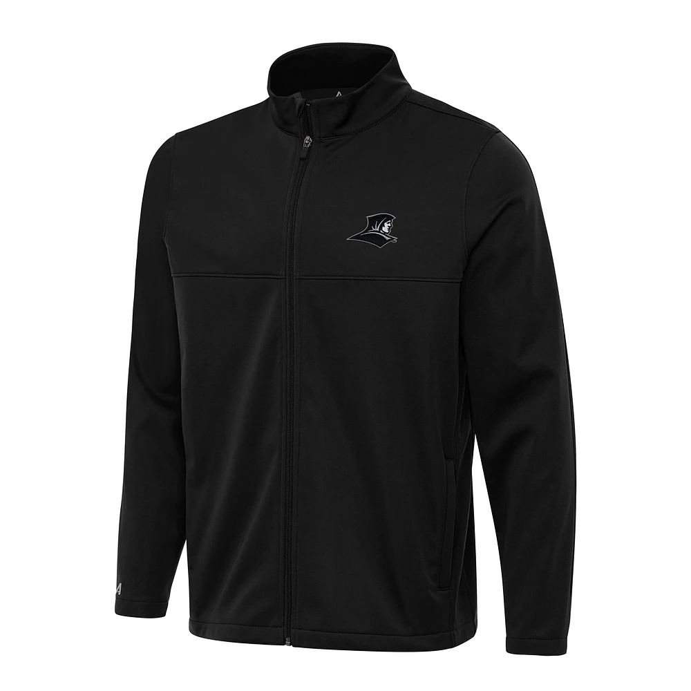 Men's Antigua Black Providence Friars Links 2 Full-Zip Golf Jacket
