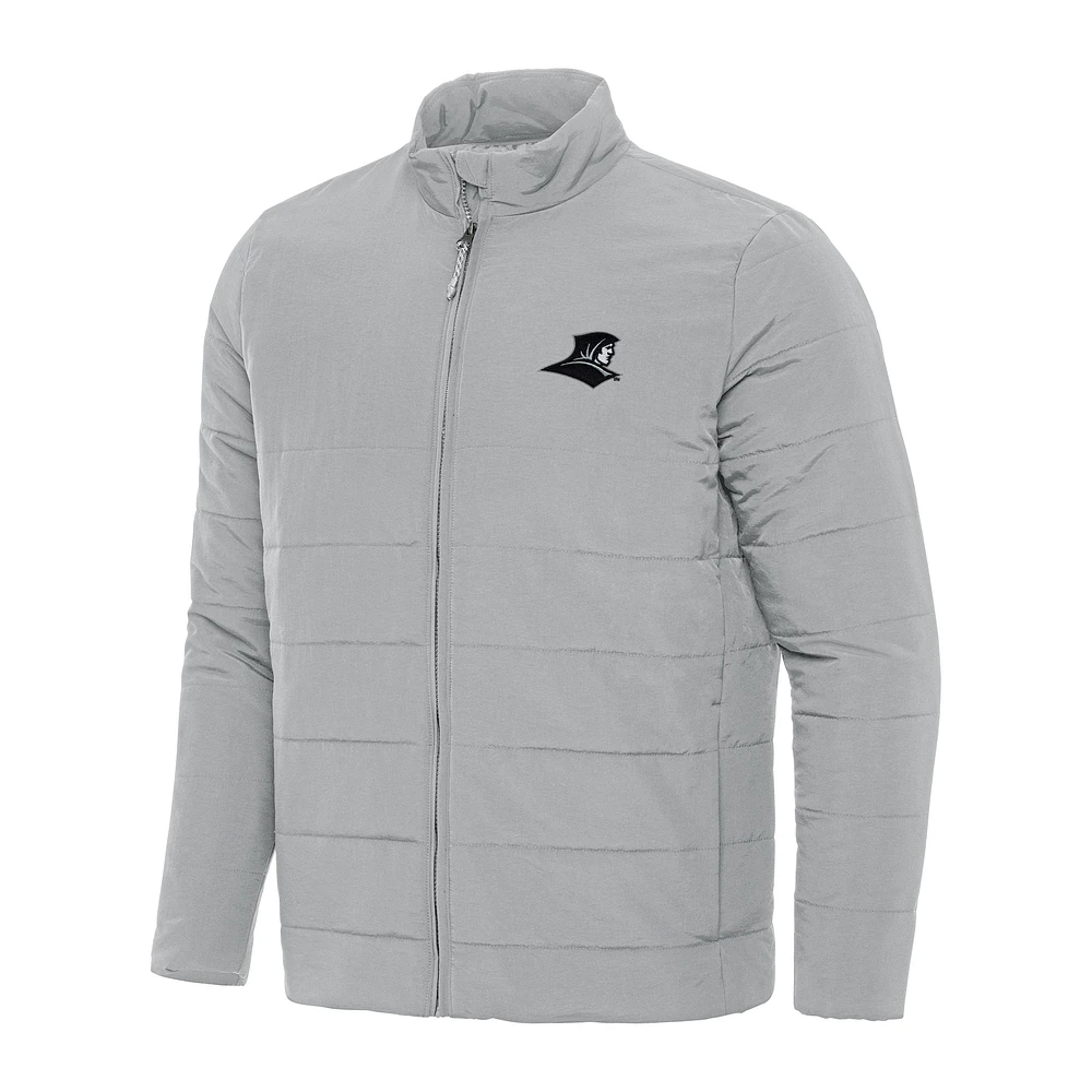Men's Antigua Gray Providence Friars Swelter Full-Zip Puffer Jacket