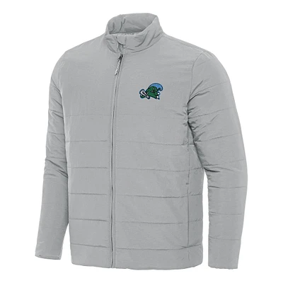 Men's Antigua Gray Tulane Green Wave Swelter Full-Zip Puffer Jacket