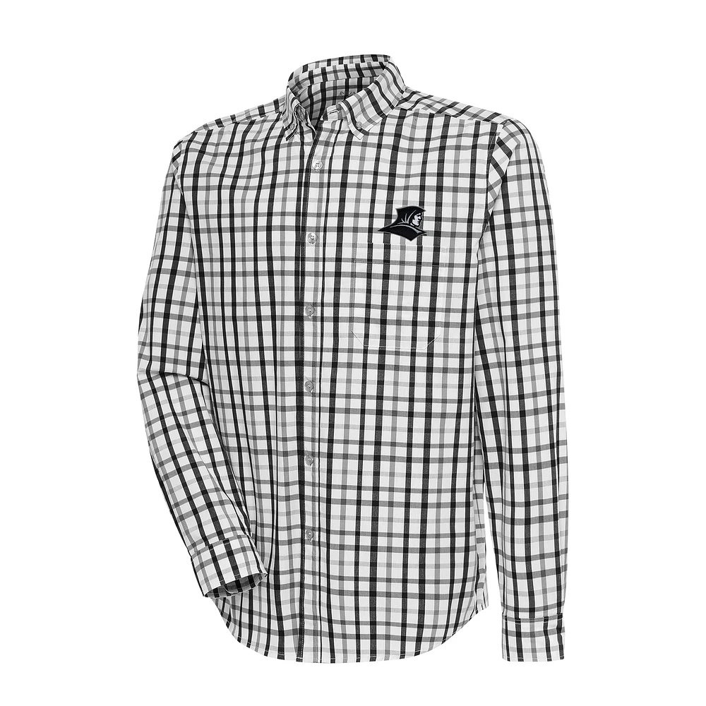 Men's Antigua Black/Gray Providence Friars Tending Tri-Blend Button-Down Long Sleeve Shirt