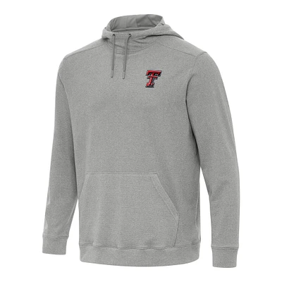 Men's Antigua Heather Gray Texas Tech Red Raiders Cloud Pullover Hoodie