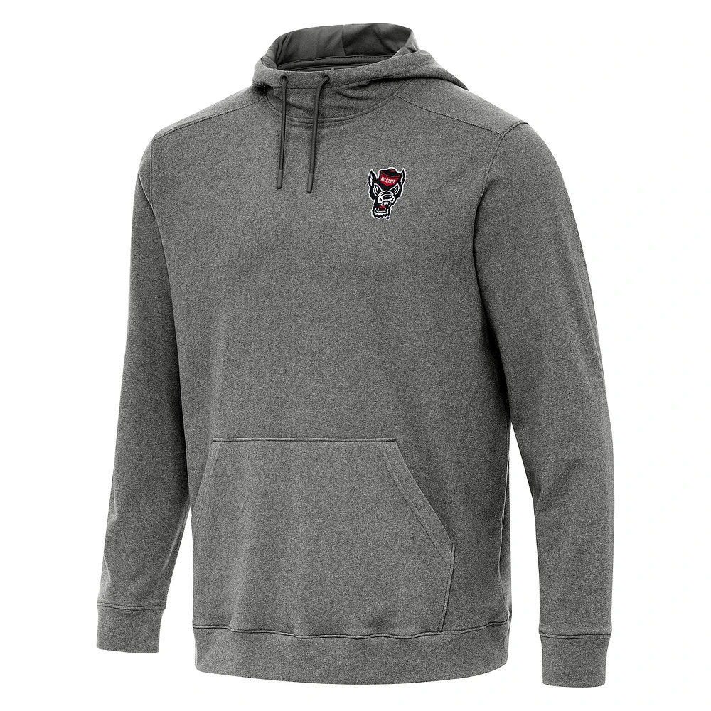 Men's Antigua Heather Charcoal NC State Wolfpack Cloud Pullover Hoodie