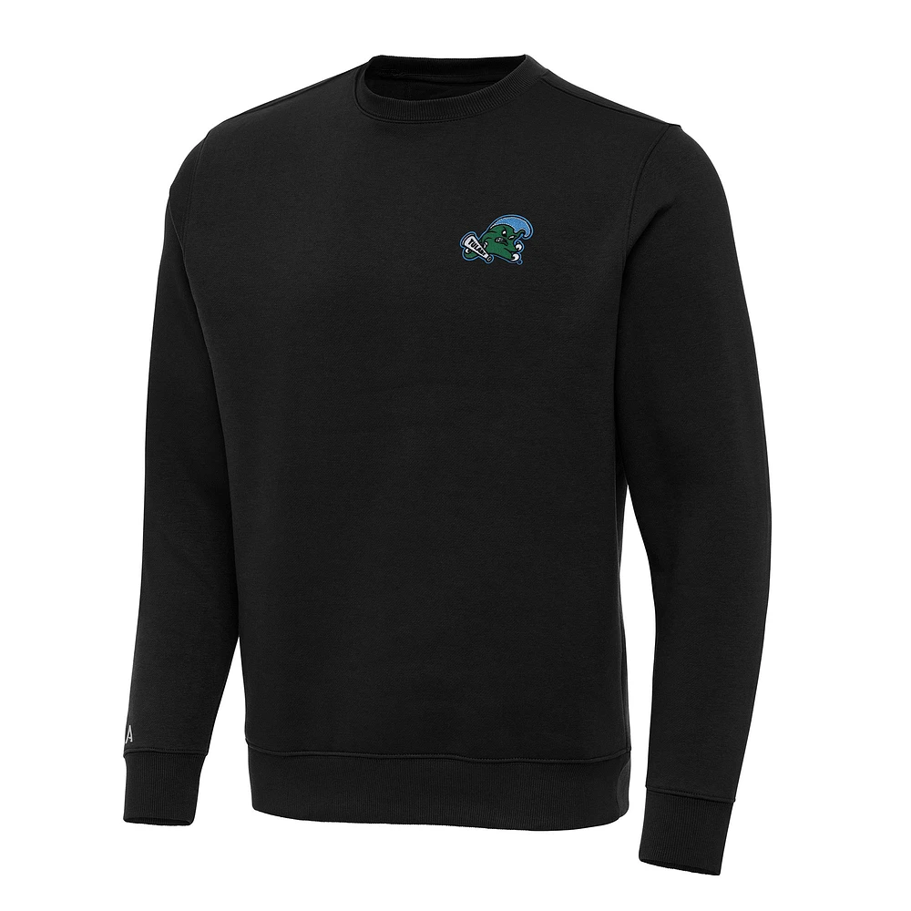 Men's Antigua Black Tulane Green Wave Big & Tall Victory Crew Neck Pullover Sweatshirt