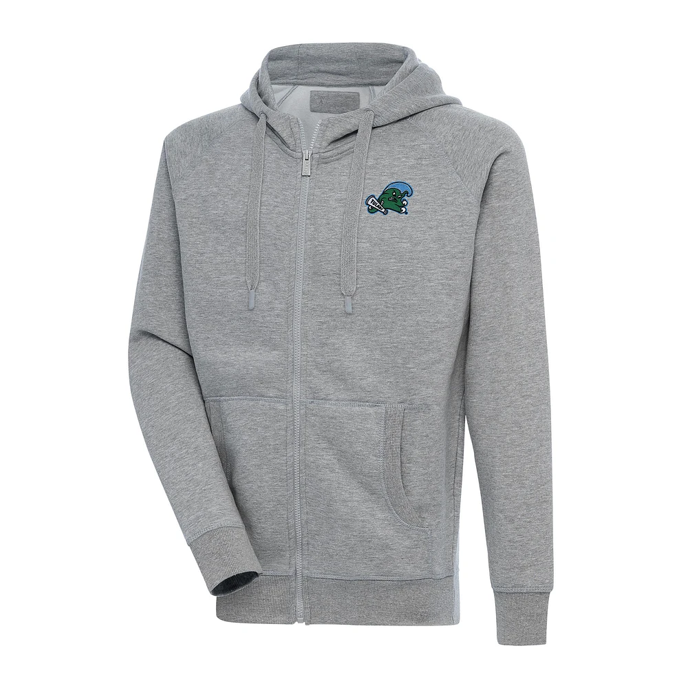Men's Antigua Heather Gray Tulane Green Wave Big & Tall Victory Full-Zip Hoodie Jacket