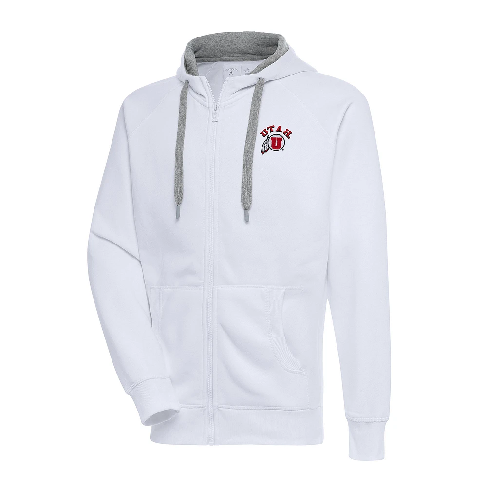 Men's Antigua White Utah Utes Big & Tall Victory Full-Zip Hoodie Jacket