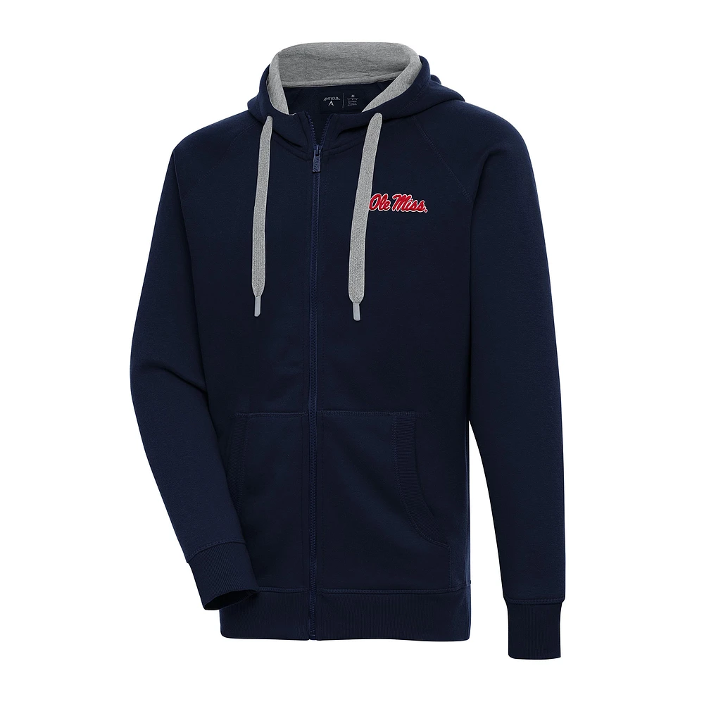 Men's Antigua Navy Ole Miss Rebels Big & Tall Victory Full-Zip Hoodie Jacket