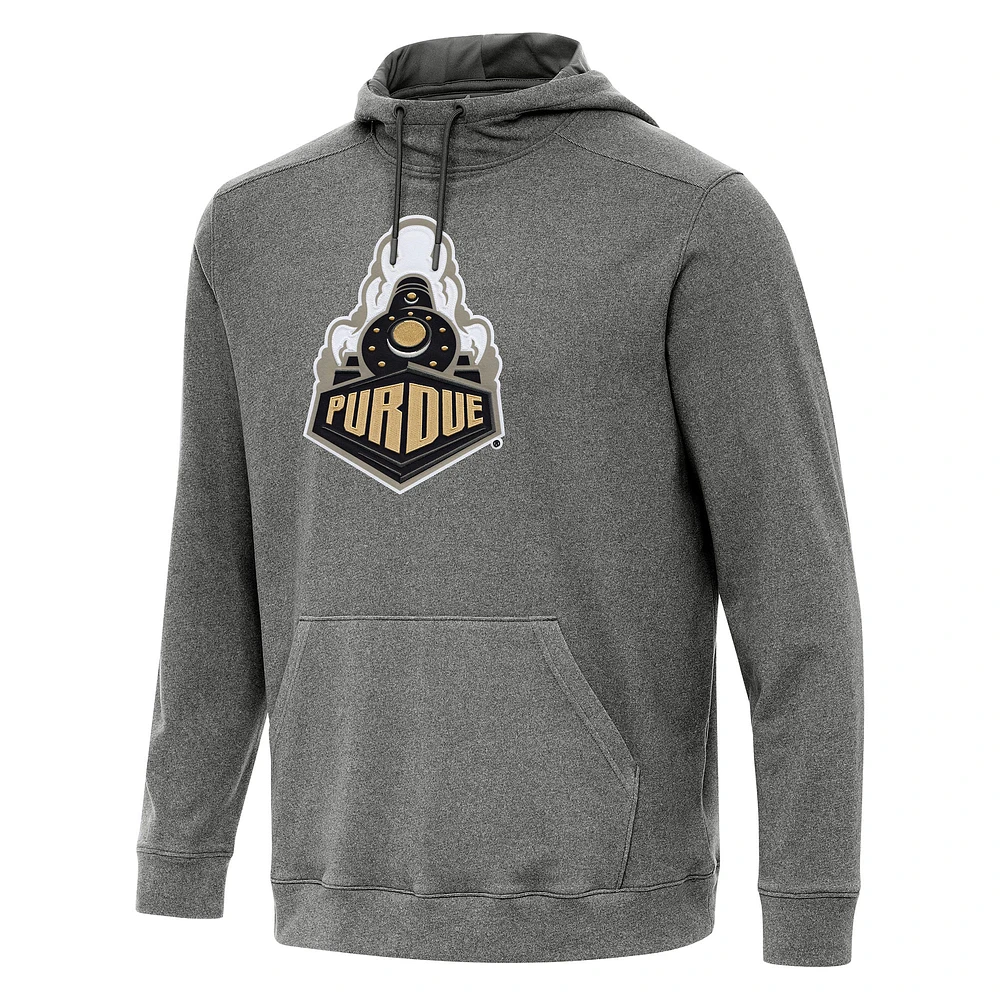 Men's Antigua Heather Charcoal Purdue Boilermakers Cloud Pullover Hoodie