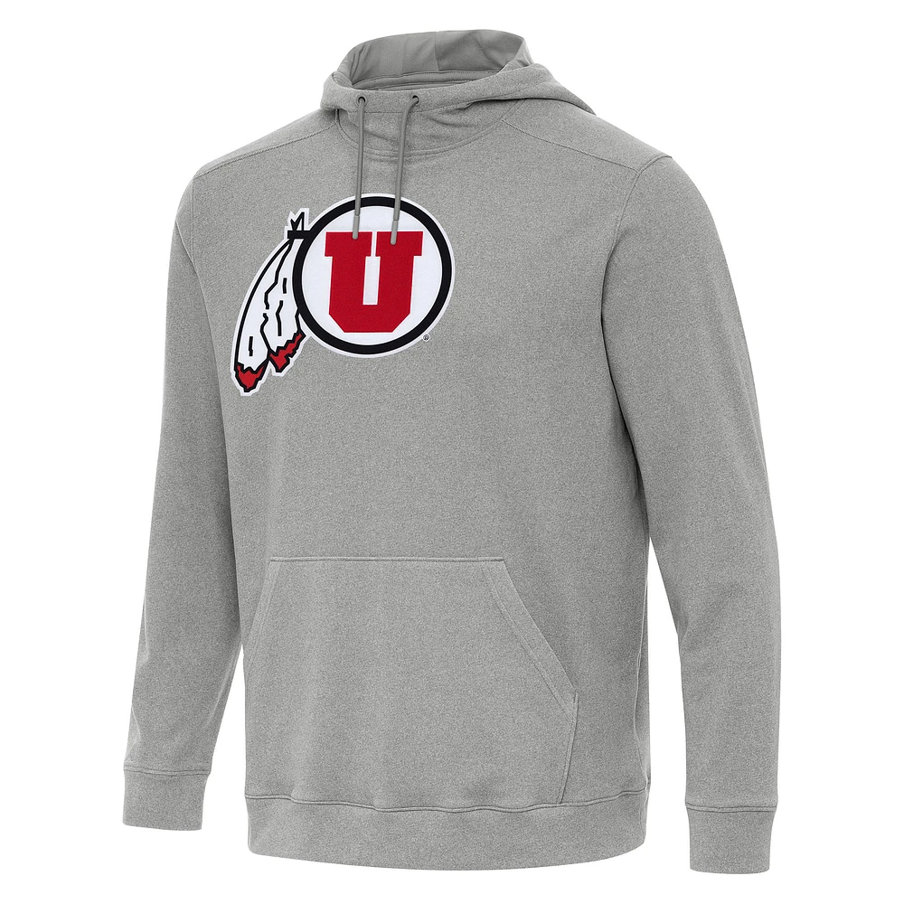 Men's Antigua Heather Utah Utes Cloud Pullover Hoodie