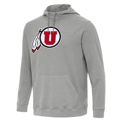 Men's Antigua Heather Utah Utes Cloud Pullover Hoodie
