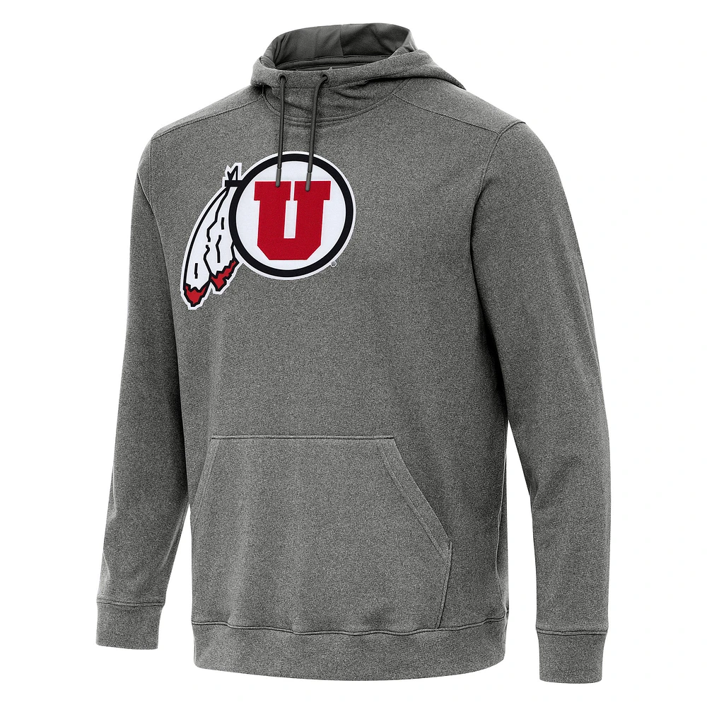 Men's Antigua Heather Charcoal Utah Utes Cloud Pullover Hoodie