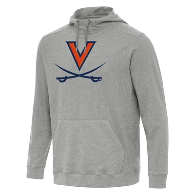 Men's Antigua Heather Gray Virginia Cavaliers Cloud Pullover Hoodie