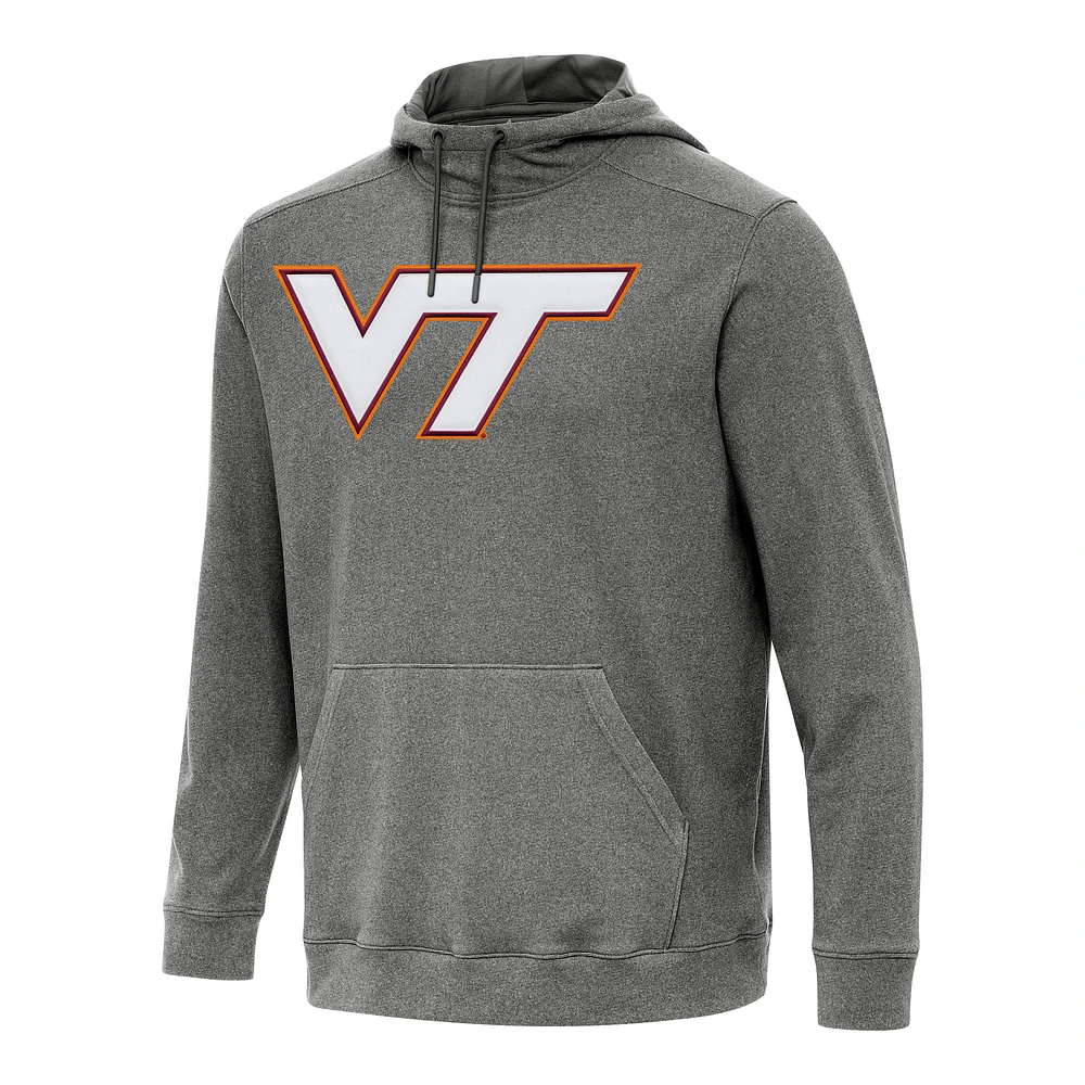 Men's Antigua Heather Charcoal Virginia Tech Hokies Cloud Pullover Hoodie