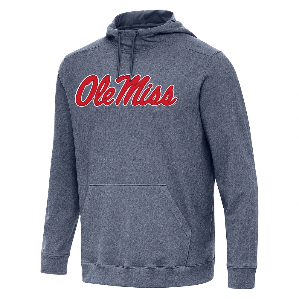 Men's Antigua Heather Navy Ole Miss Rebels Cloud Pullover Hoodie