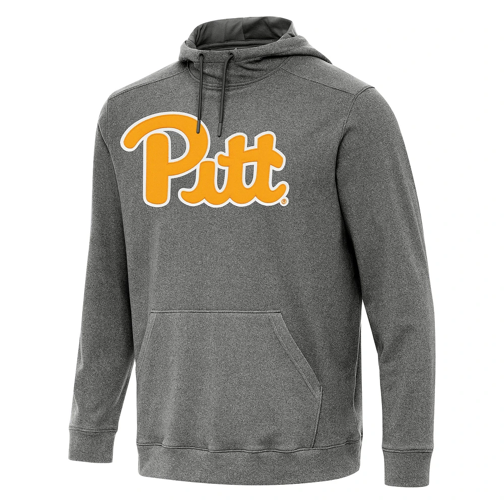 Men's Antigua Heather Charcoal Pitt Panthers Cloud Pullover Hoodie