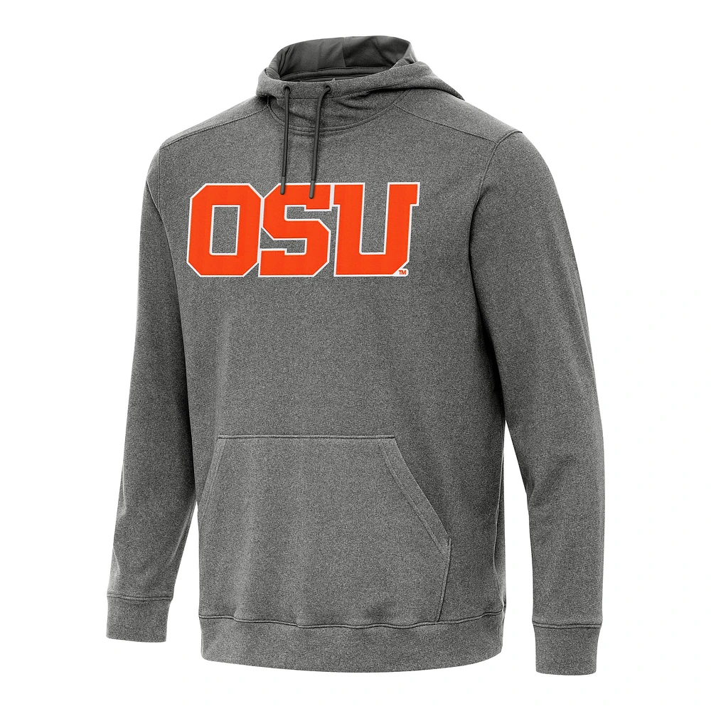 Men's Antigua Heather Charcoal Oregon State Beavers Cloud Pullover Hoodie