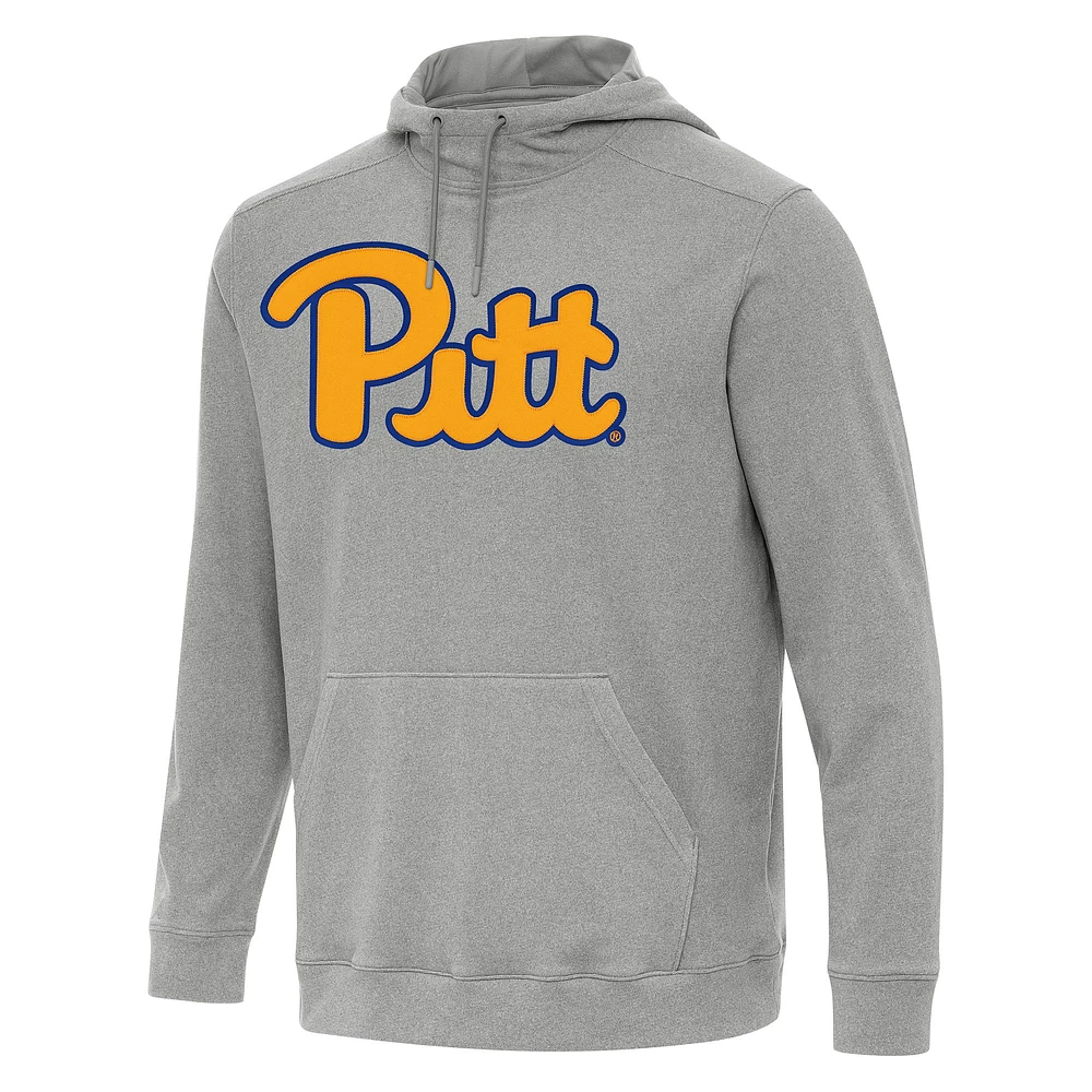 Men's Antigua Heather Gray Pitt Panthers Cloud Pullover Hoodie