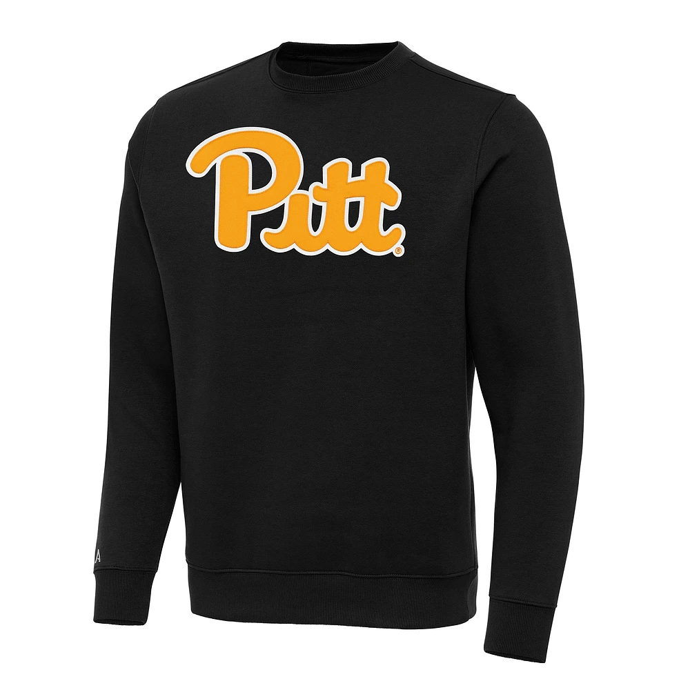 Men's Antigua Black Pitt Panthers Big & Tall Victory Crew Neck Pullover Sweatshirt