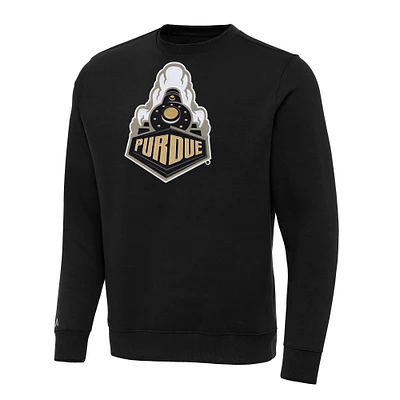Men's Antigua Black Purdue Boilermakers Big & Tall Victory Crew Neck Pullover Sweatshirt