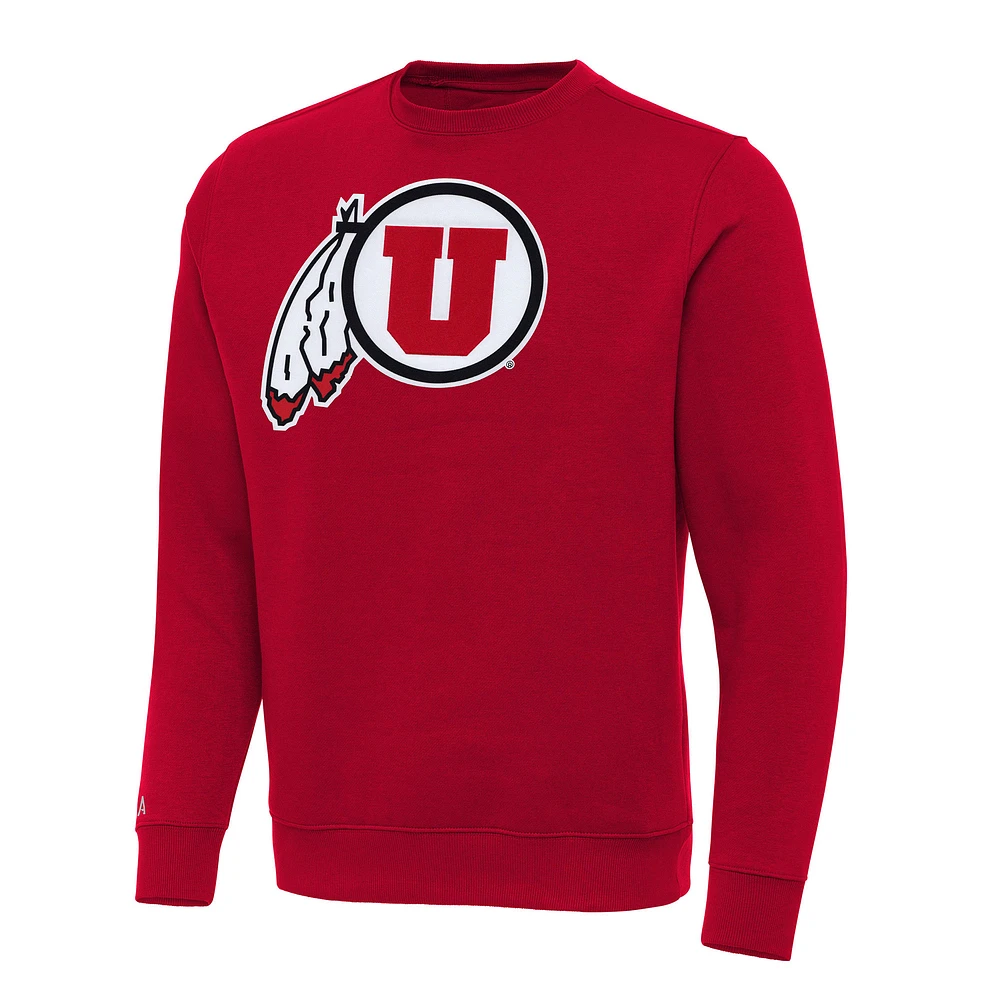 Men's Antigua Red Utah Utes Big & Tall Victory Crew Neck Pullover Sweatshirt
