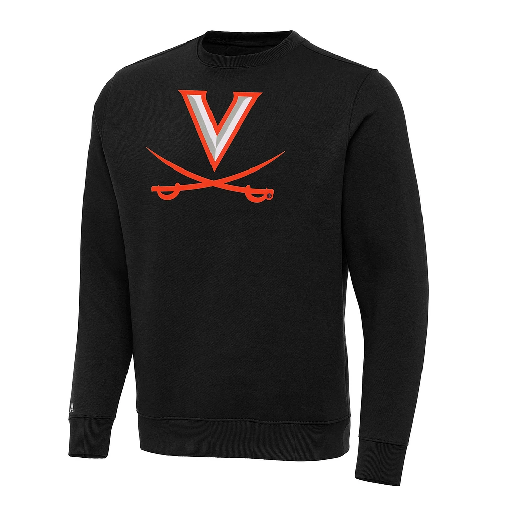 Men's Antigua Black Virginia Cavaliers Big & Tall Victory Crew Neck Pullover Sweatshirt