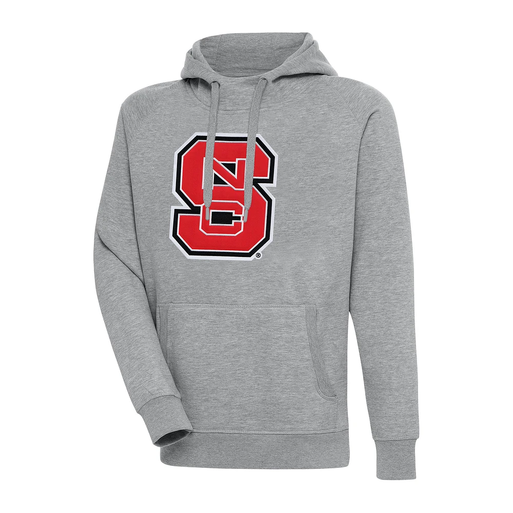 Men's Antigua Heather Gray NC State Wolfpack Big & Tall Victory Raglan Pullover Hoodie