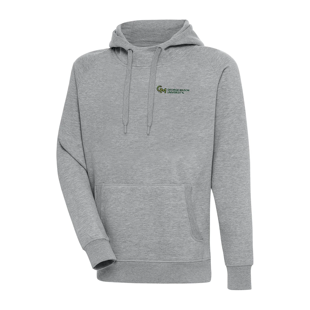 Men's Antigua Heather Gray George Mason Patriots Victory Pullover Hoodie