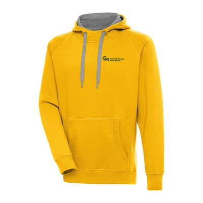 Men's Antigua Gold George Mason Patriots Victory Pullover Hoodie